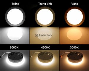 các loại đèn ánh sáng trắng, trung tính và vàng