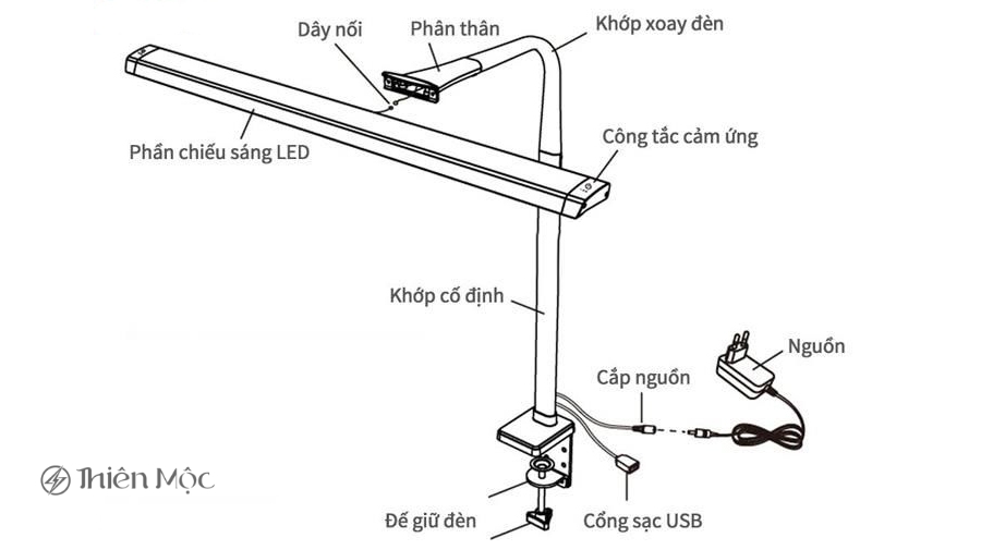 Cấu tạo của đèn bàn học và làm việc